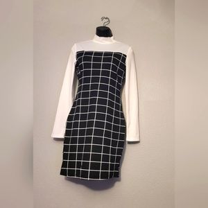 Chic Black and White Grid Dress